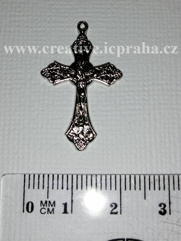 přívěšek Křížek 26mm ant.silver